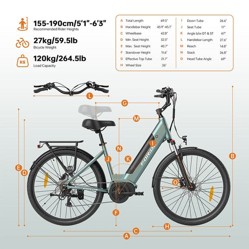 Foride Urbano 1 elektrijalgratas, 250 W, 36 V 13 Ah