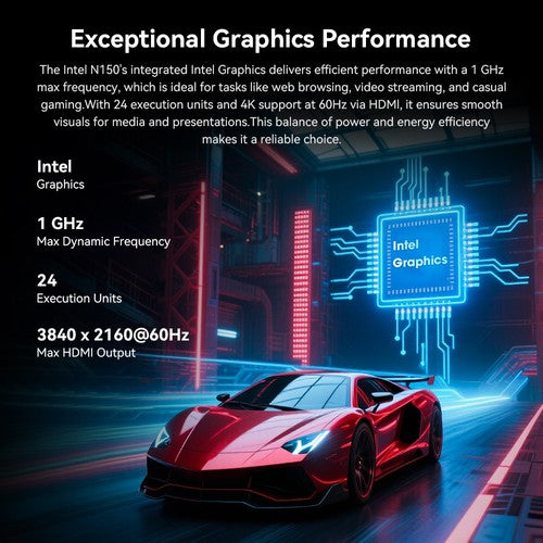 CHUWI LarkBox X miniarvuti, Intel N150 4-tuumaline protsessor, maksimaalselt 3,6 GHz, 16 GB muutmälu, 512 GB salvestusruumi