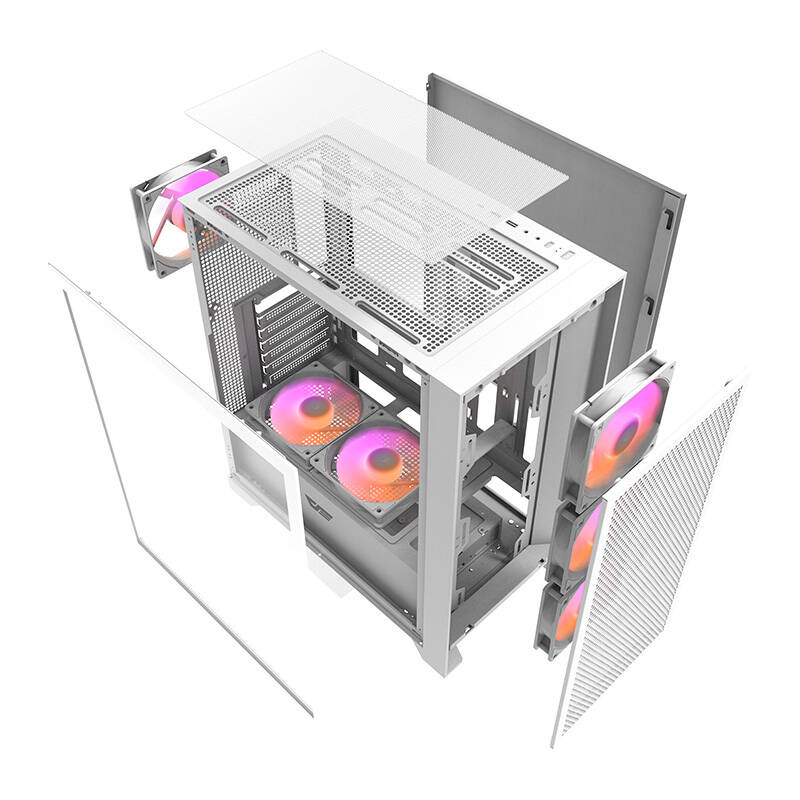 Darkflash DRX70 MESH computer case (white) + 4 RGB fans