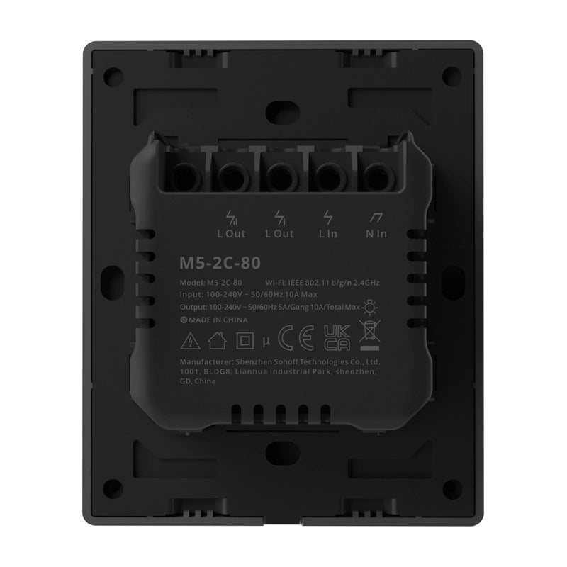 Smart Matter over WiFi wall switch SONOFF M5-2C-80 (2-channel, for frame, graphite)
