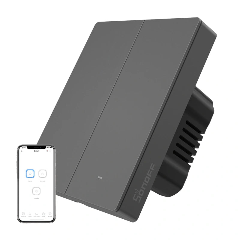 Smart Matter over WiFi wall switch SONOFF M5-2C-80 (2-channel, for frame, graphite)