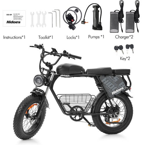 Hidoes B9 elektrijalgratas, 750W mootor, 48V 18,2Ah + 15,6Ah topeltaku