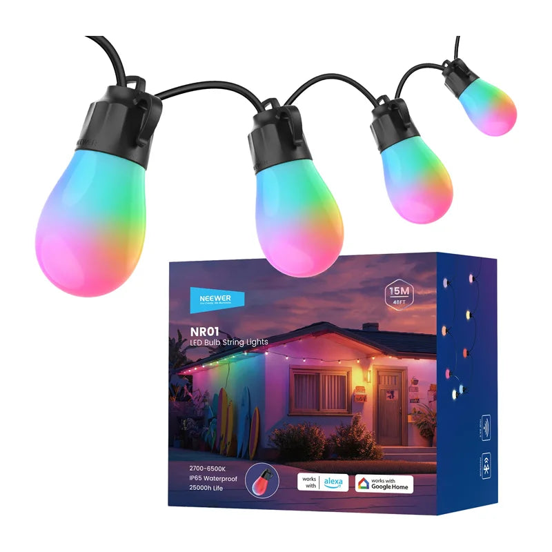 Outdoor string lights NEEWER RGB warm white