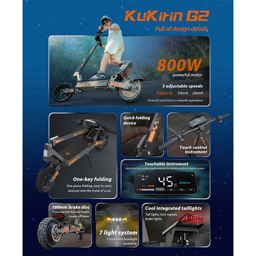 KuKirin G2 elektriline tõukeratas, 2025. aasta versioon, 800W mootor, 48V 15.6Ah aku.